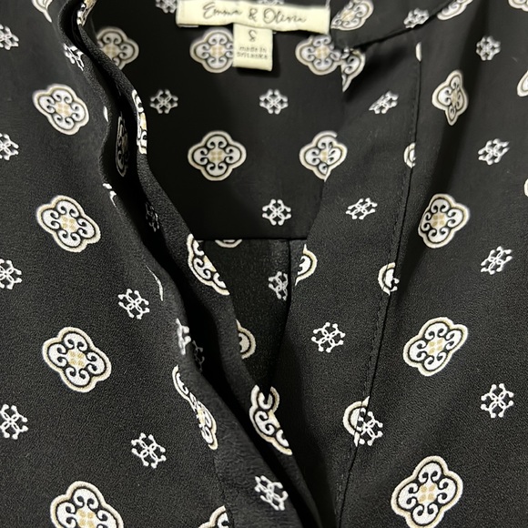 Black Printed High Low Blouse by Emma & Olivia Sz S - Picture 10 of 11